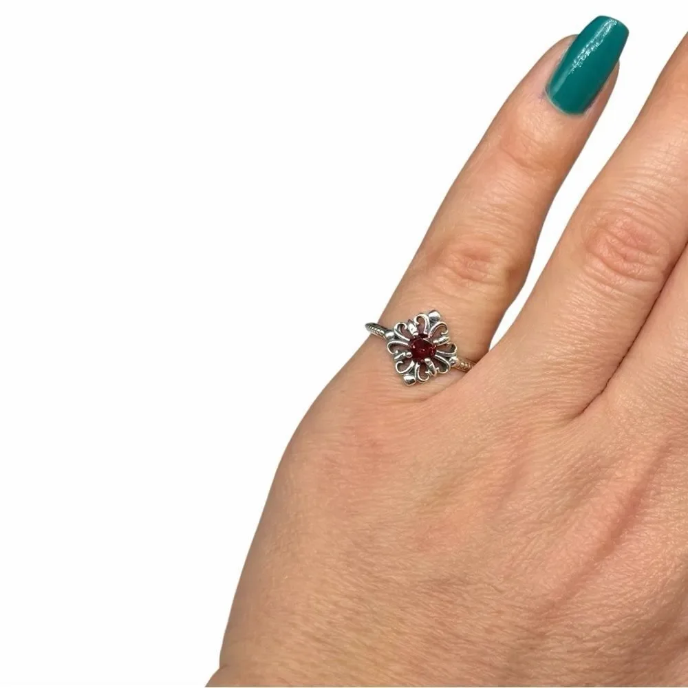 Garnet Ring Size 5 Solid 925 Sterling Silver